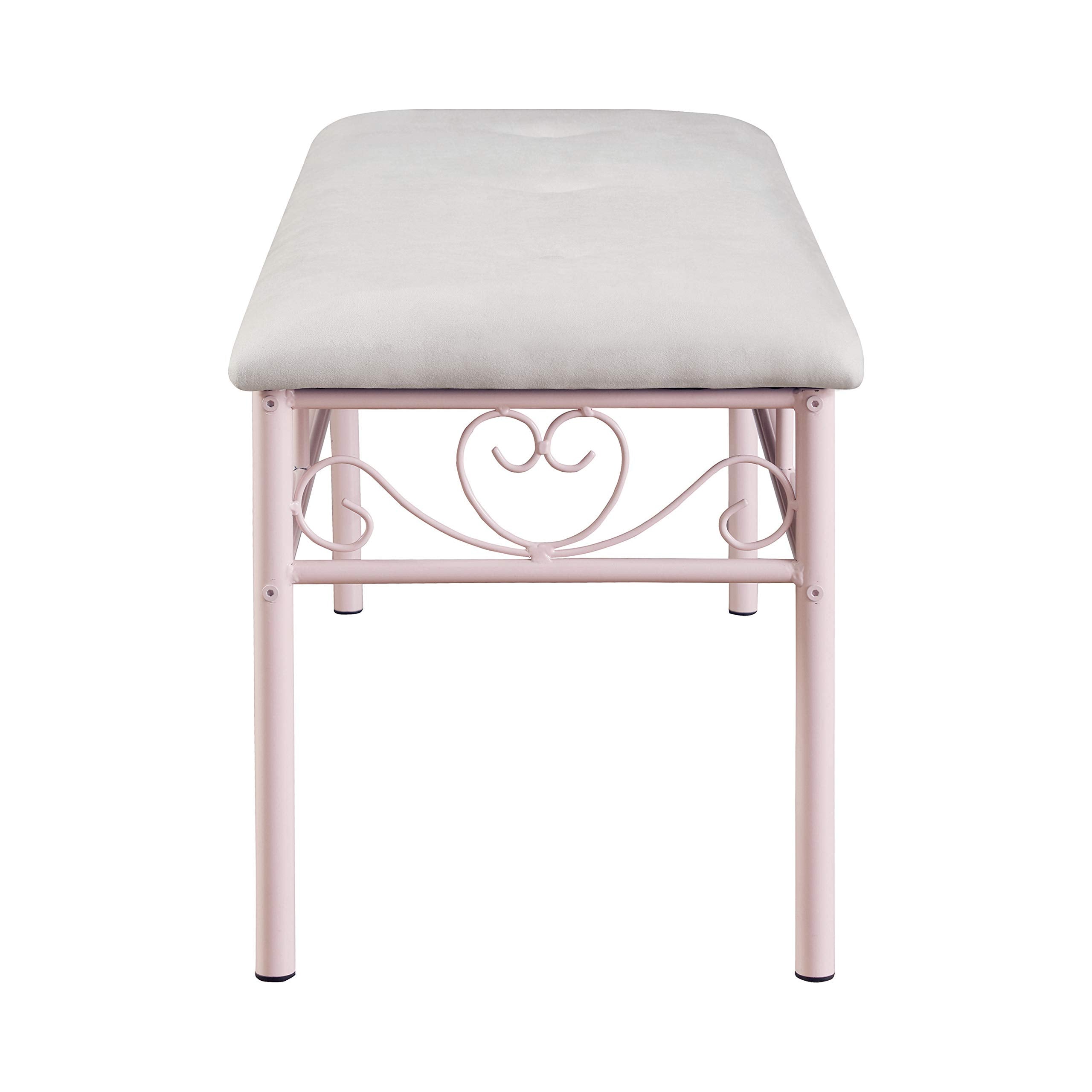 Coaster Home Furnishings Massi Tufted Upholstered Powder Pink and Ivory Bench (401156)
