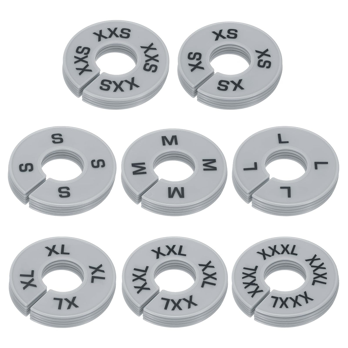 PATIKIL Clothes Dividers for Hanging Clothes, 40 Pack 8 Sizes Round Prewritten Clothing Rack Dividers Size Mark Label Sorting S