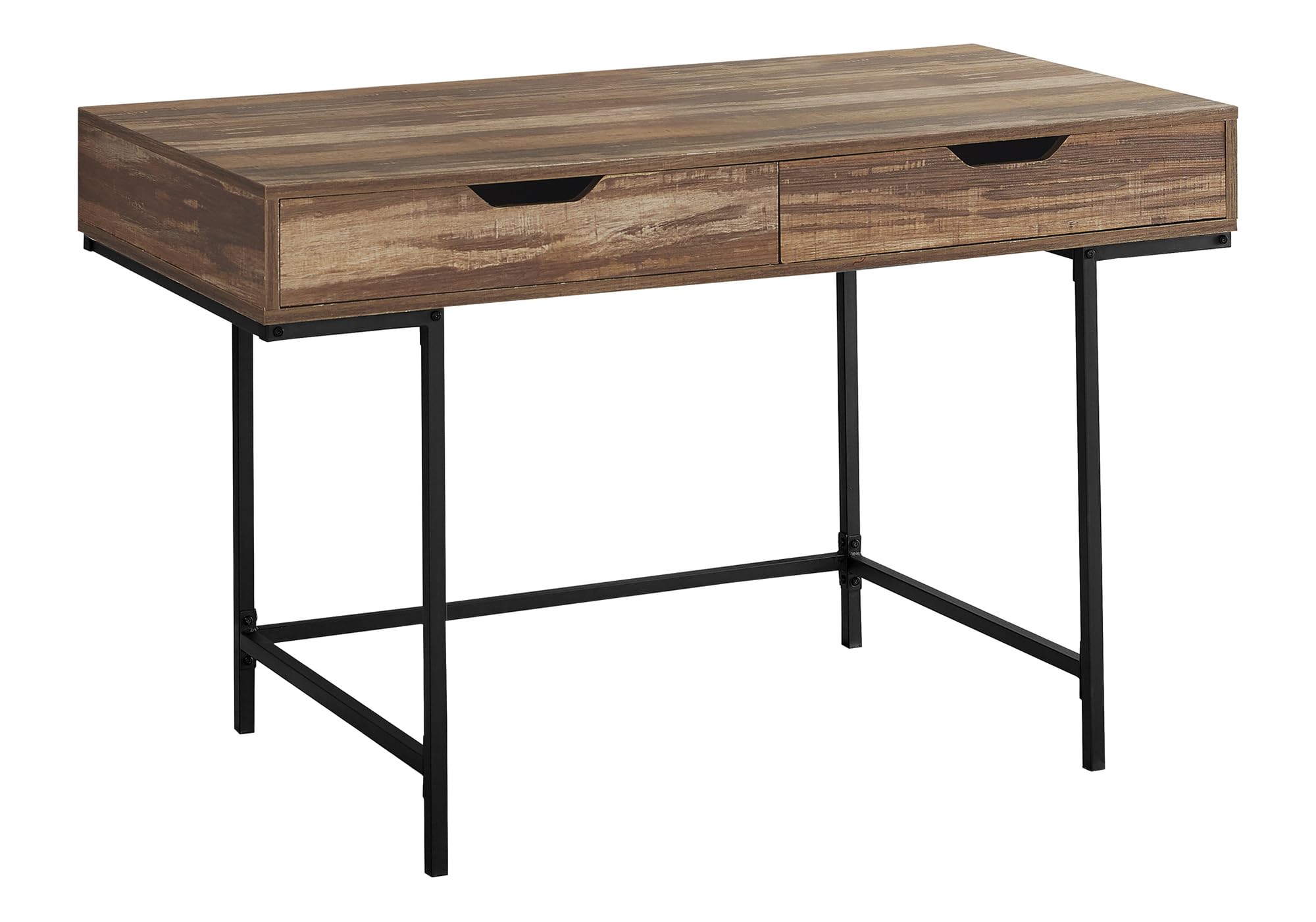Monarch Specialties I 7557 Computer Desk, Home Office, Laptop, Storage Drawers, 48 L, Work, Metal, Laminate, Brown, Black, Conte
