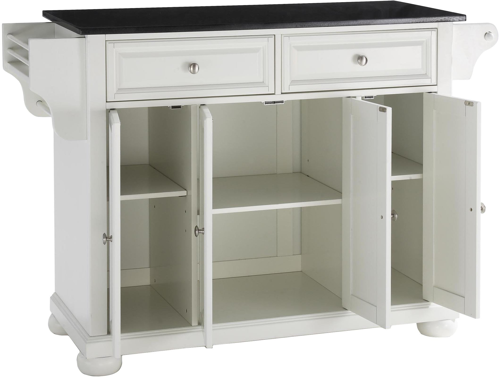 Crosley Furniture Alexandria Granite Top Rolling Kitchen Island Storage Cart, Microwave Stand, Spice Rack, White