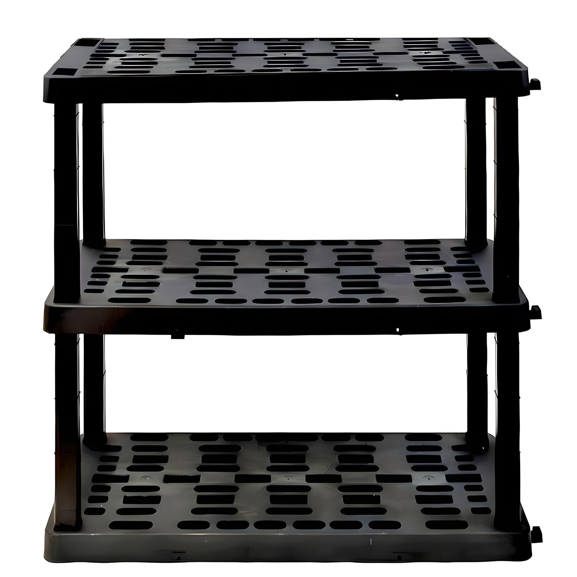 Koolatron Oskar 3 Tier Plastic Shelf, Garage Shelving Unit, Rack and Storage Shelves - Ideal for Storage Shed, and Shelf Organiz