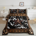 Western Texas Star Kids Comforter Set Queen Size,Cow Fur Wooden Plank Patchwork Bedding Set,Boys Girls Adults Room Decor,Western