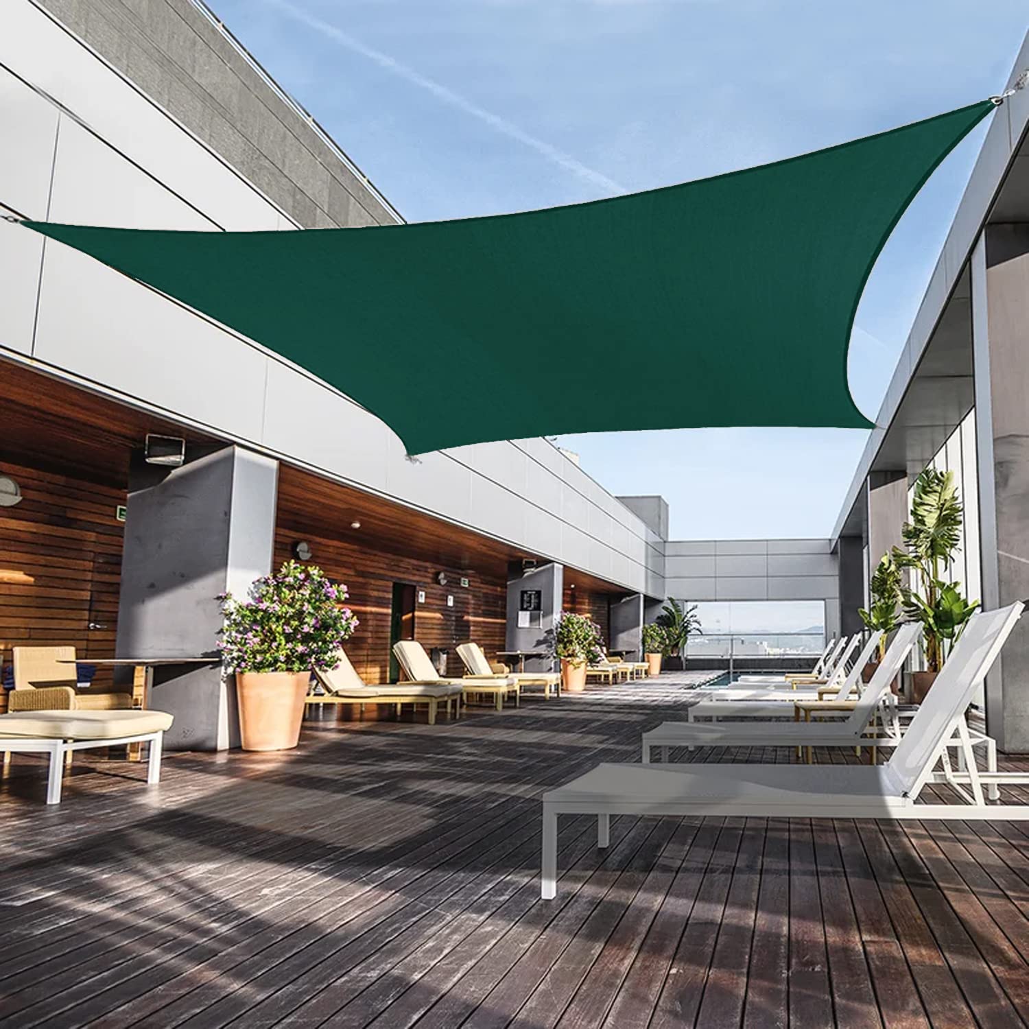 Awnpro 2' X 8' Shade Sails 180Gsm Rectangular Shade Sails Sun Rays Blocking Patio Garden Outdoor Facilities Green