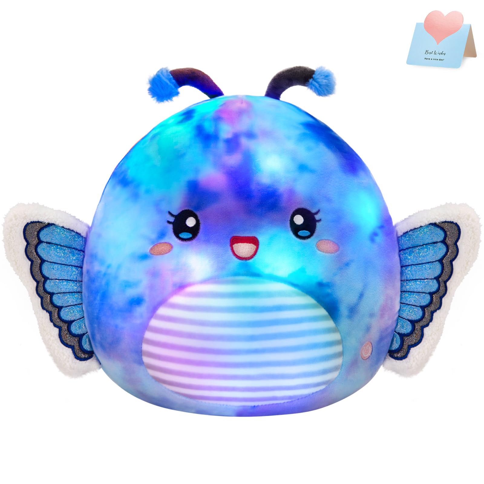 Houwsbaby 12    Blue Light Up Butterfly Plush Pillow With Led Blue Butterfly Stuffed Animal Plush Toy Plushie Toy Squishy Pillow