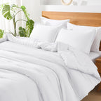 Andency White California King Comforter Set - 7 Pieces Bed In A Bag Cal King Bedding Comforter Sets, Summer Solid Soft Lightweight Comforter With Fitted Sheets, Flat Sheets, Pillowcases & Shams