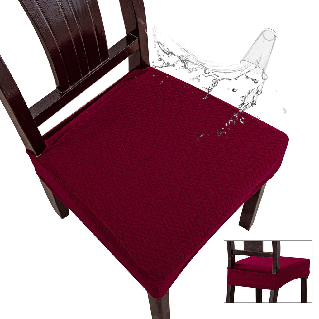 Genina Waterproof Seat Covers for Dining Room Chair Covers Waterproof Dining Chair Covers (2 PCS-Rear-Covered, Wine Red)