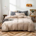 Luxlovery Khaki Comforter Set King Cream Coffee Bedding Comforter Dark Champagne Cotton Bedding Set Solid Cream Khaki Blanket Qu