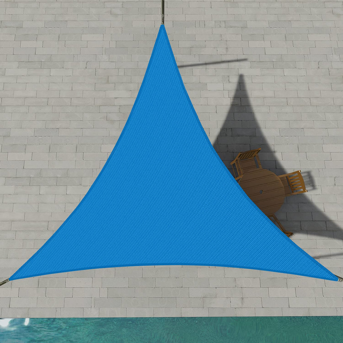 Patio Paradise 14' X 14' X 14' Blue Sun Shade Sail Triangle Canopy, 180 Gsm Permeable Canopy Pergolas Top Patio Cover, Permeable