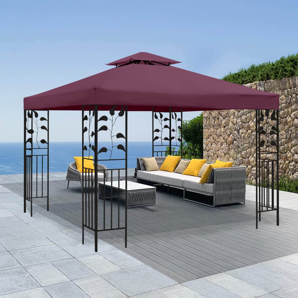Gazebo Canopy Replacement -Grill Gazebo Replacement Canopy Roof -Gazebos On Clearance Outdoor Canopy Shelter Top Double Tiered C