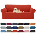 2025 New Stretch Sofa Slipcovers Couch Cover For 3 Cushion Furniture Protector Sofa Covers With Elastic Bottom Jacquard Fabric Small Checks For Pets, Kids -Sofa, Pureed Pumpkin