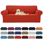 2025 New Stretch Oversized Sofa Slipcovers Couch Sofa Cover For 4 Seater Furniture Protector Covers With Elastic Bottom Jacquard Fabric Small Checks For Pets, Kids - Pureed Pumpkin