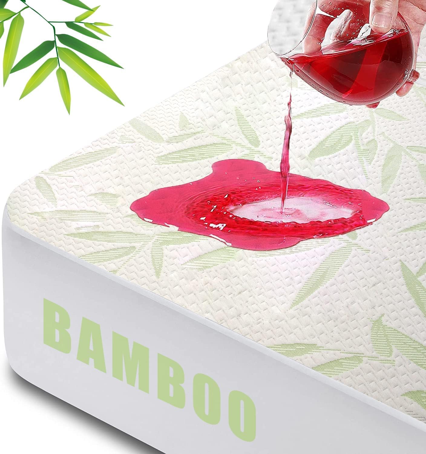 Full Waterproof Mattress Protector, Rayon Made Form Bamboo Mattress Pad Cover Classical Style, Soft And Smooth Mattress Protecto