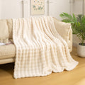 Yusoki Faux Fur Throw Blanket With 3D Bubbles Super Soft Fuzzy Cozy Thick Blanket For Couch Chair Sofa Gift Home D  Cor(Ivory,50