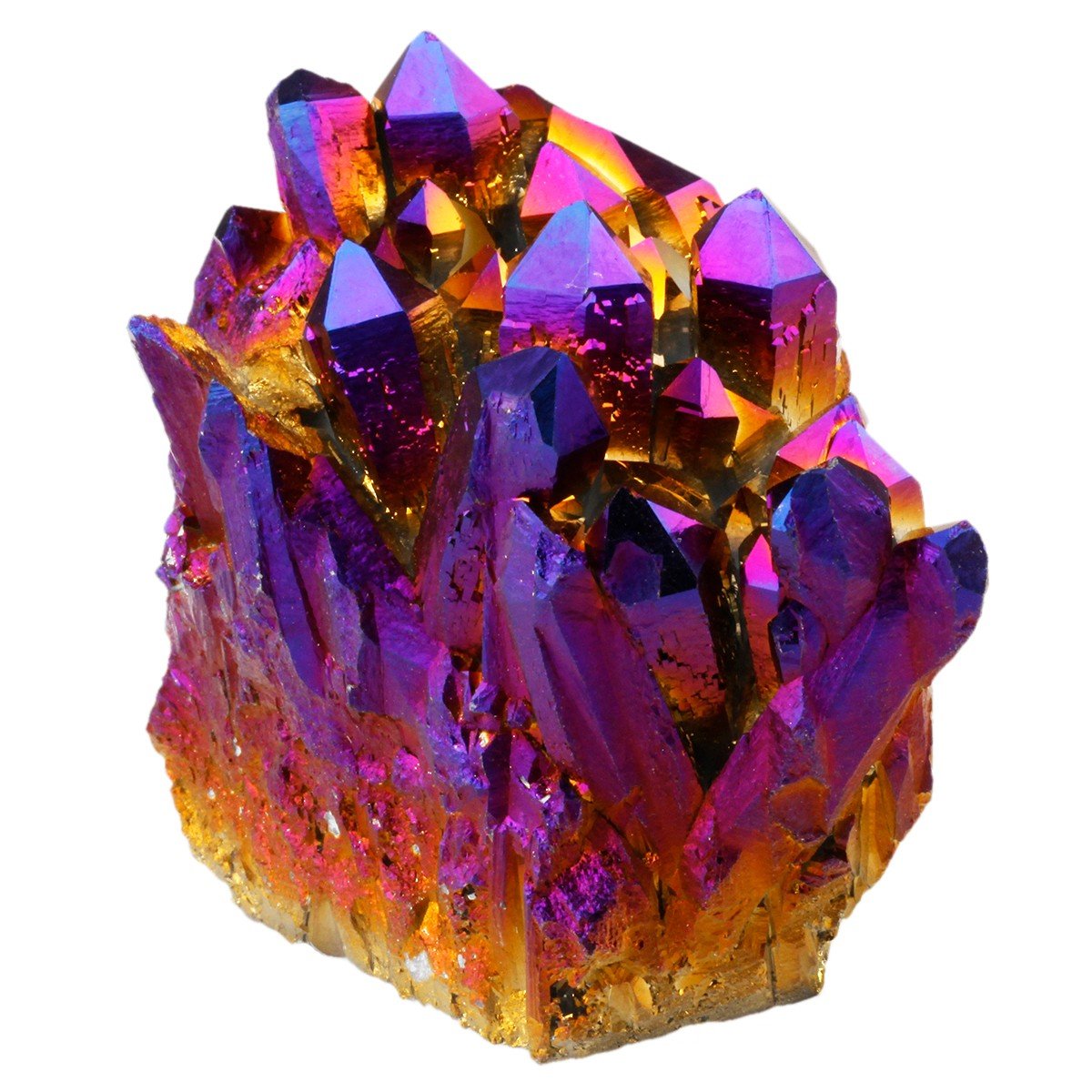 Rockcloud Natural Titanium Coated Crystal Quartz Purple Cluster Geode Druzy Home Decoration Gemstone Specimen