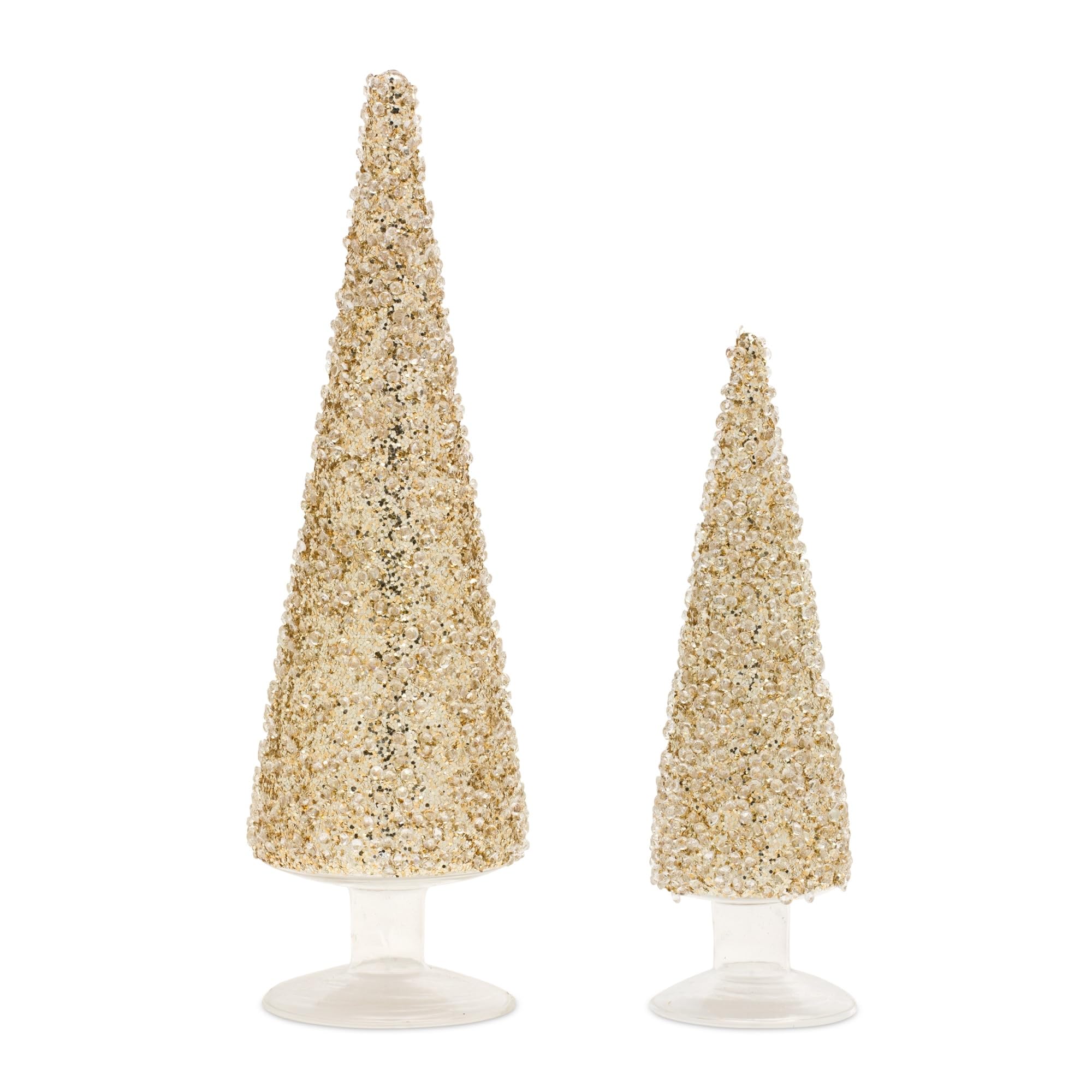 Melrose Tree, 8-Inch And 11-Inch Height, Set Of 2, Glass, Desktop Christmas Trees Home Adornment For Home Office Christmas Party Creative Christmas