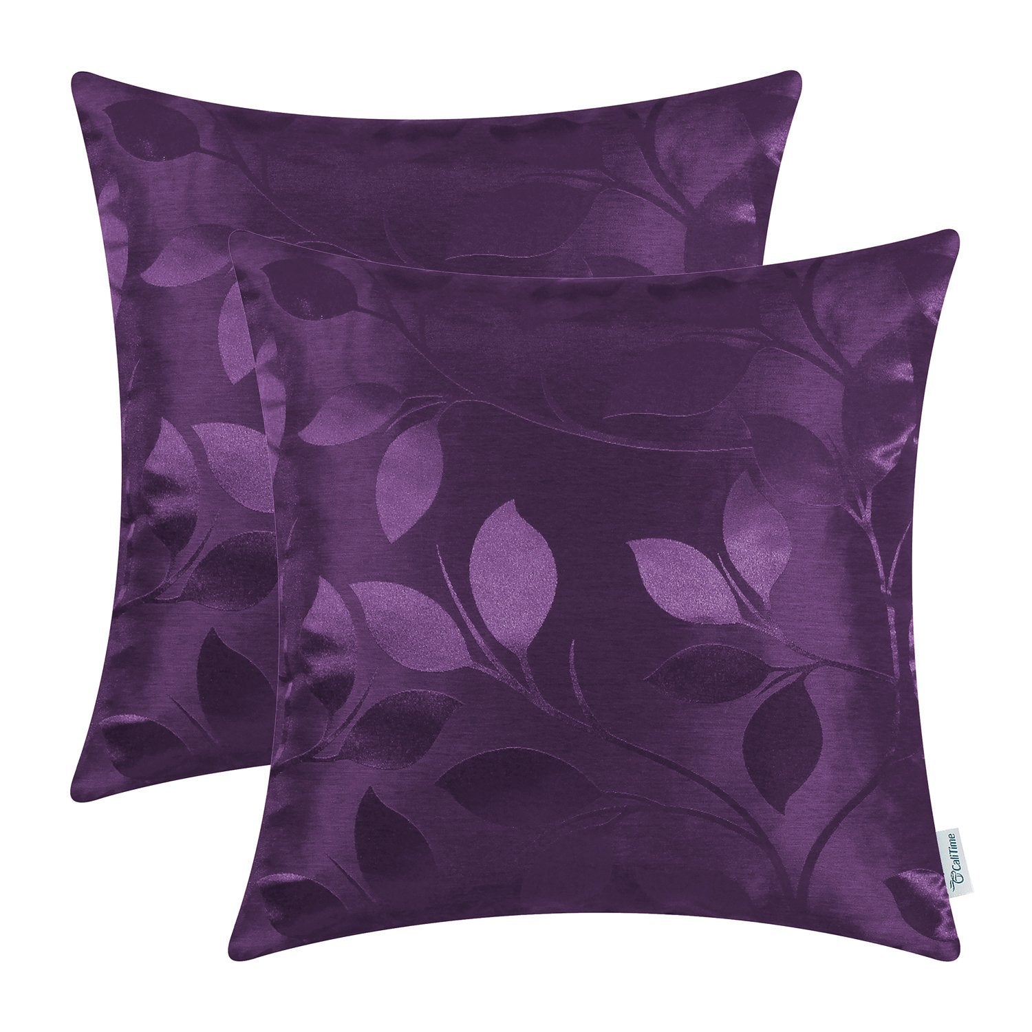 Calitime Pack Of 2 Throw Pillow Covers Cases For Couch Sofa Home Decor Shining & Dull Contrast Vibrant Growing Leaves 18 X 18 In