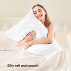 Bedelite Satin Pillowcase With Zipper 2 Pack, White Pillow Cases Standard Size, Super Soft And Cooling Similar To Silk Pillow Ca