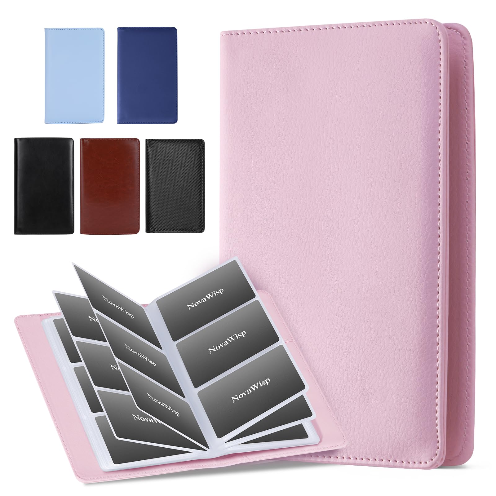 Novawisp 300 Business Cards Holder, 50 Pages Gift Cards Holder, Professional Pu Leather Credit Cards Organizer Wallet, Portable