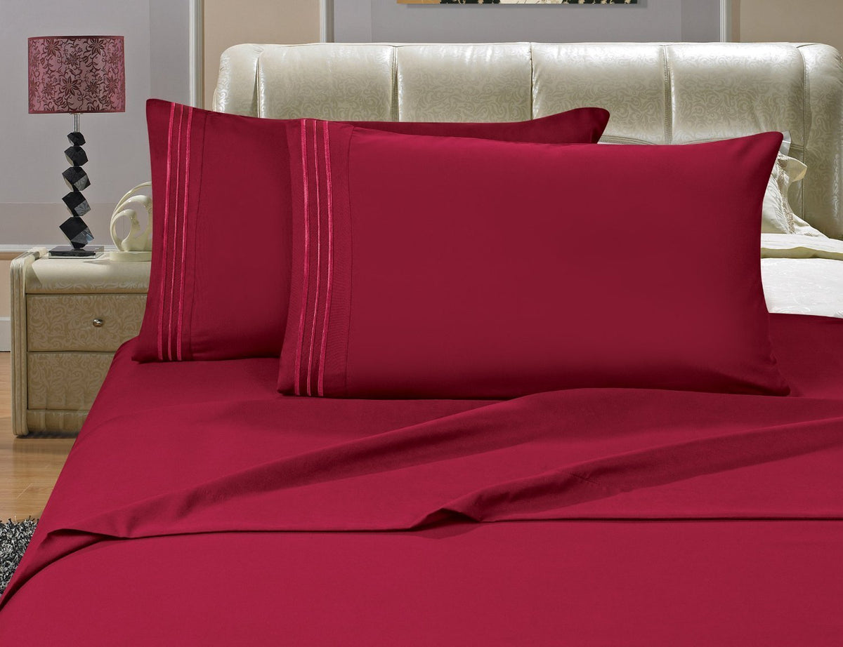 Elegance Linen Wrinkle Resistant - 1200 Thread Count Luxurious Silky Soft 4 Pc Sheet Set, Deep Pocket Up To 16' - All Size And