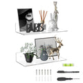 Sezanrpt 15 Inches Clear Acrylic Shelves, Wall Mounted Shelves for Bedroom, Wall Display Shelves for Collectibles, Funko Pop, Sp