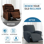 2024 Recliner Chair Covers (24''-37'') Newest 3-Piece With Non-Slip Ties & Elastic Stay In Place, Stretch Recliner Slipcover For