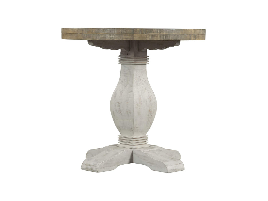 Martin Svensson Home Napa Round End Table, 26" W x 26" D x 25" H, White Stain & Reclaimed Pine, Rustic Farmhouse Accent Furniture