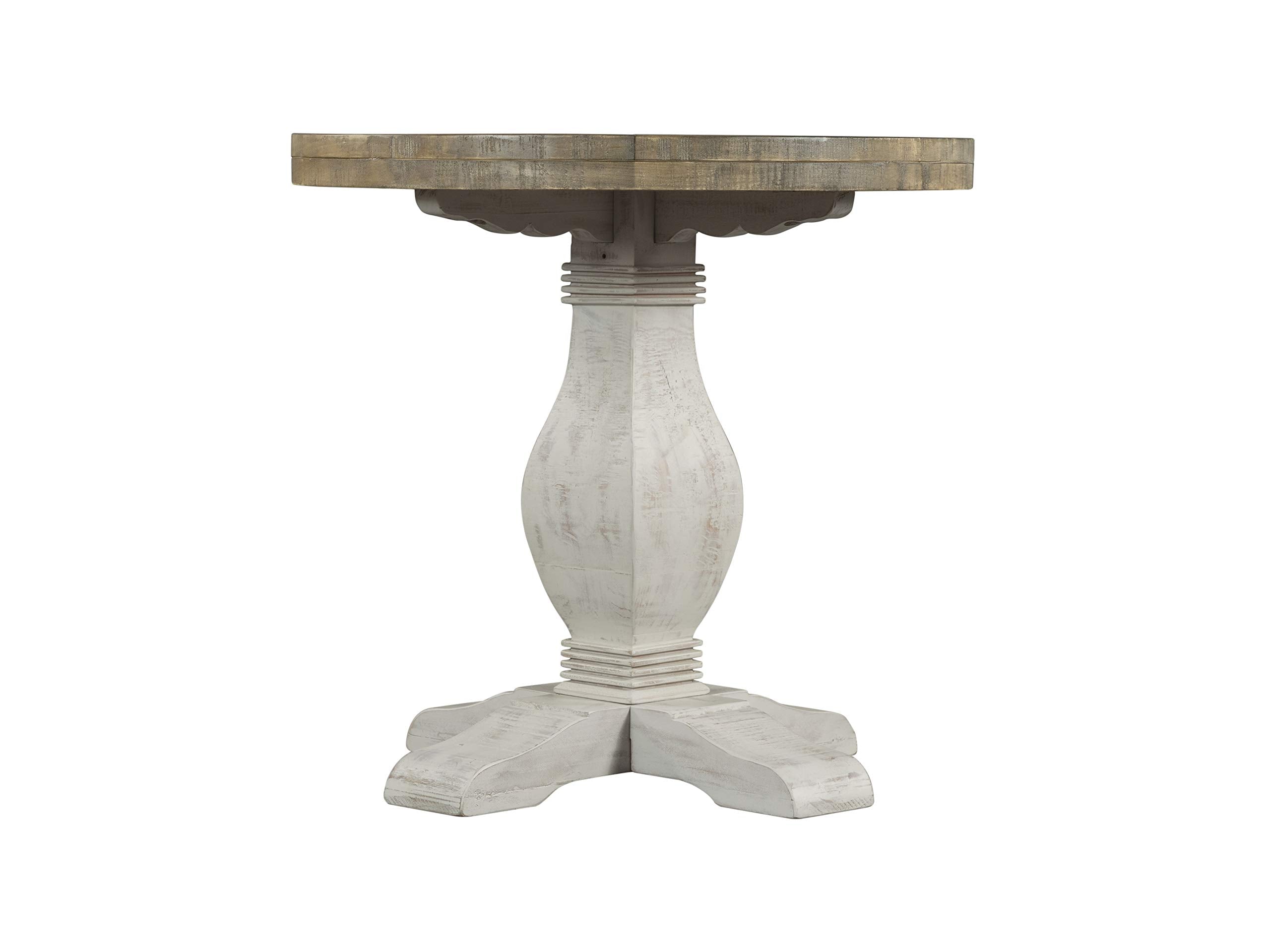 Martin Svensson Home Napa Round End Table, 26" W x 26" D x 25" H, White Stain & Reclaimed Pine, Rustic Farmhouse Accent Furniture