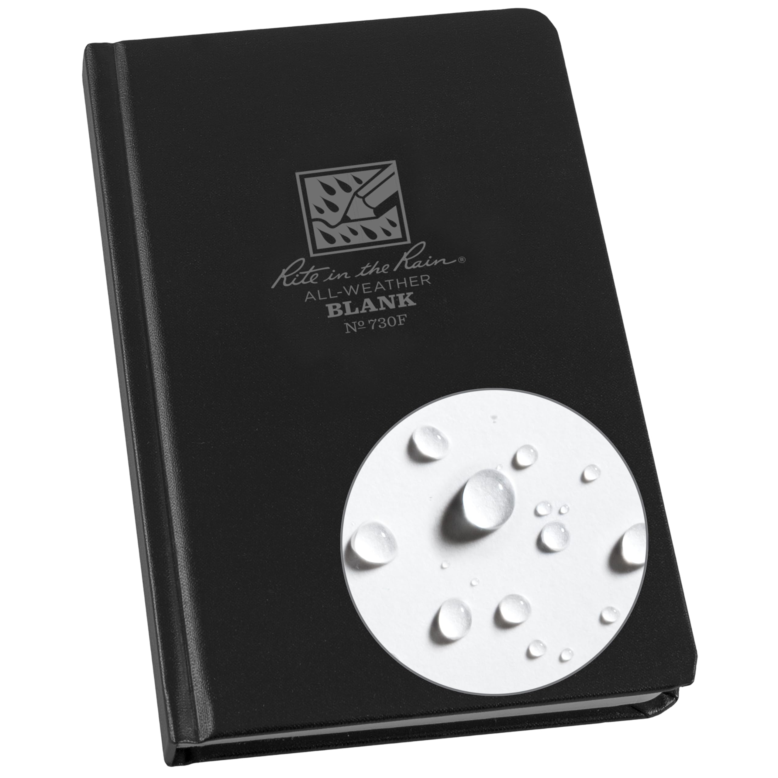 Rite In The Rain Weatherproof Hard Bound Cover Sketchbook Notebook, 4.75' X 7.5', Black Cover, Blank Page Pattern (No. 730F)