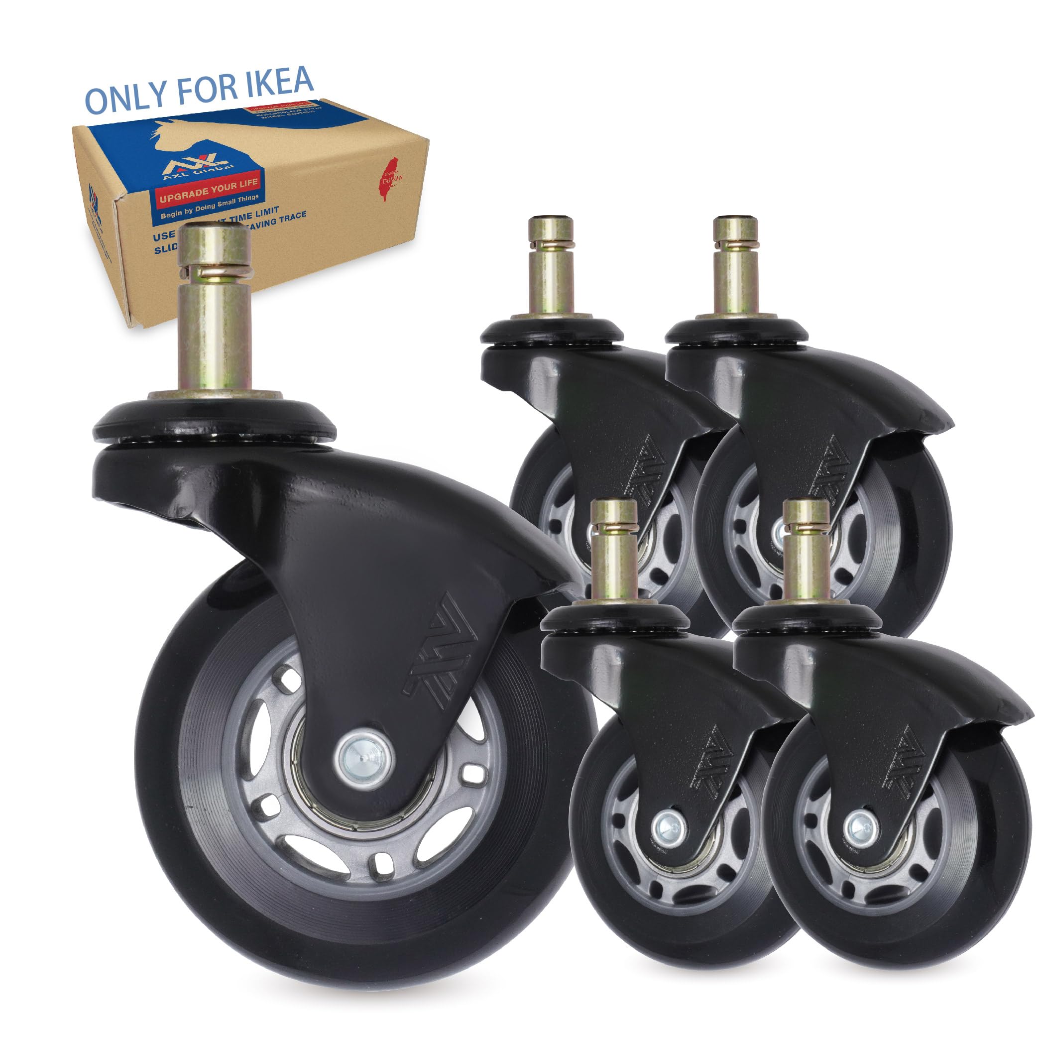 Ikea Chair Caster Wheels Replacement, 10Mm Stem, 2.5 Inch Rollerblade Casters With Gap-Free Bracket For Safe Barefoot Rolling, Q