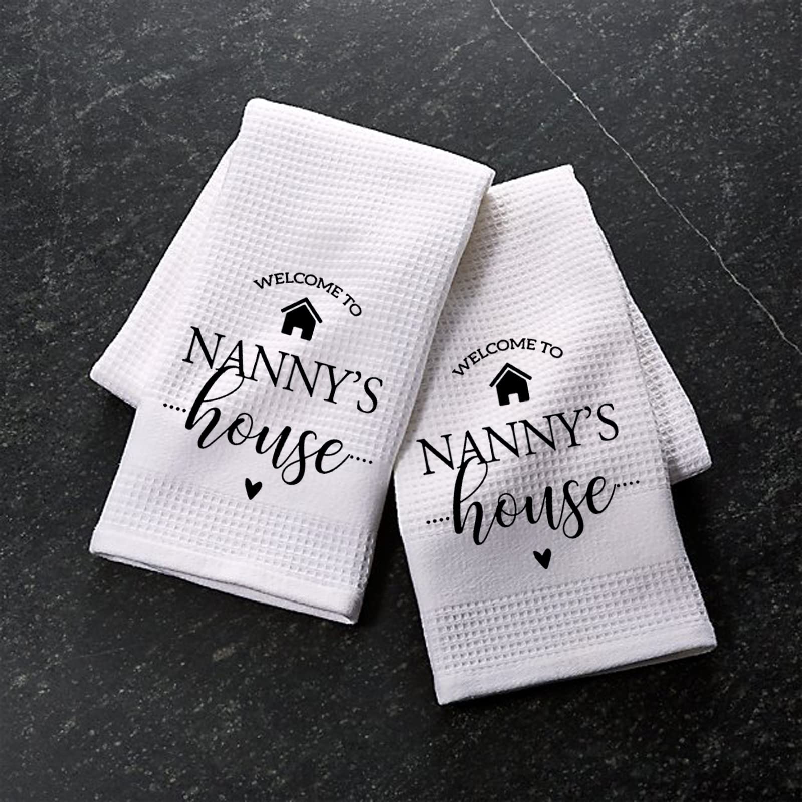 Pxtidy Nanny Tea Towel Mothers Day Tea Towel Nanny Nan Gift Grandma Gift Nanny Housewarming Gift (Nanny'S House Towel)