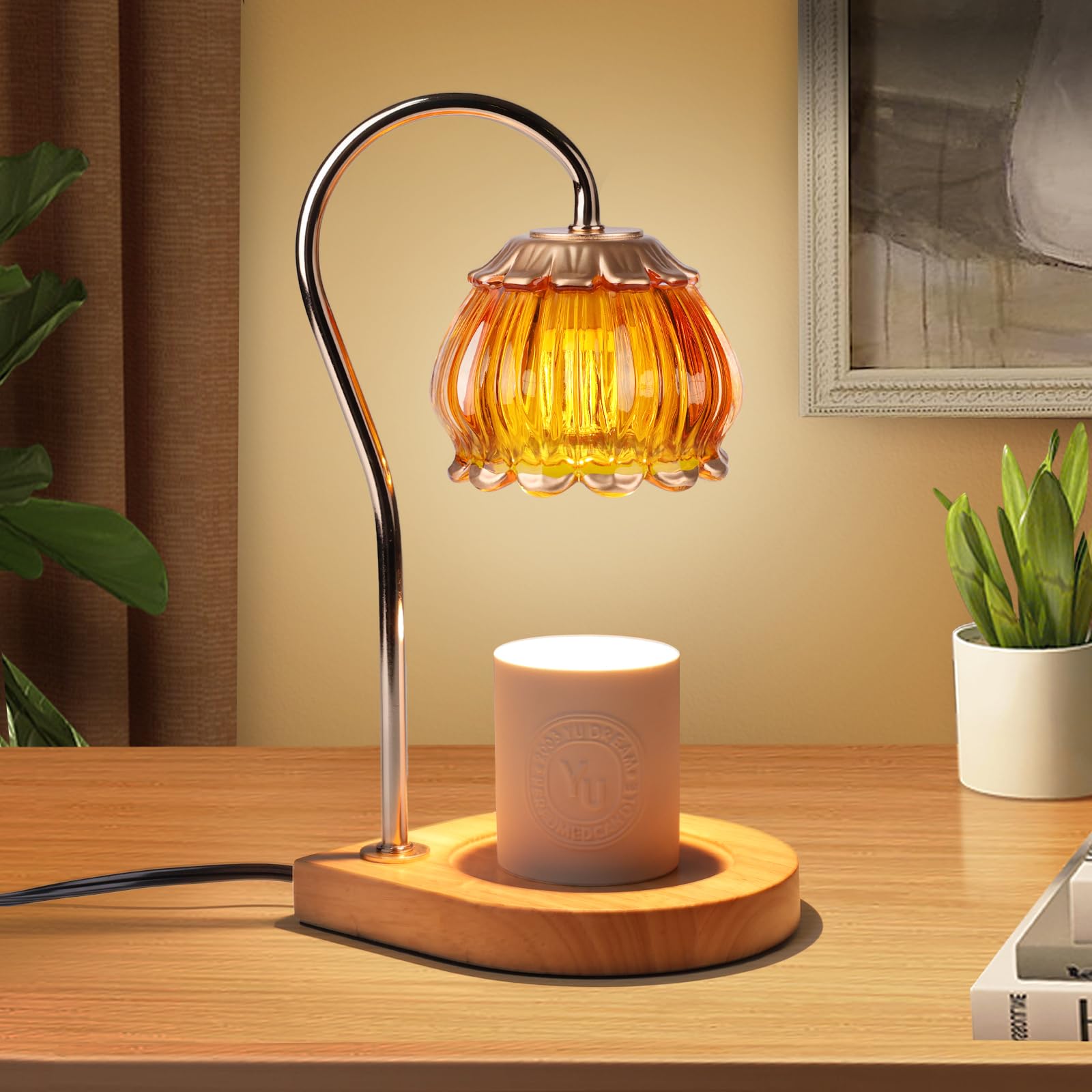 Gr8Gardens Candle Warmer Lamp with Timer, Dimmable Candle Warmer Lantern Light Gift Electric Fragrance Candle Holders for Warmin