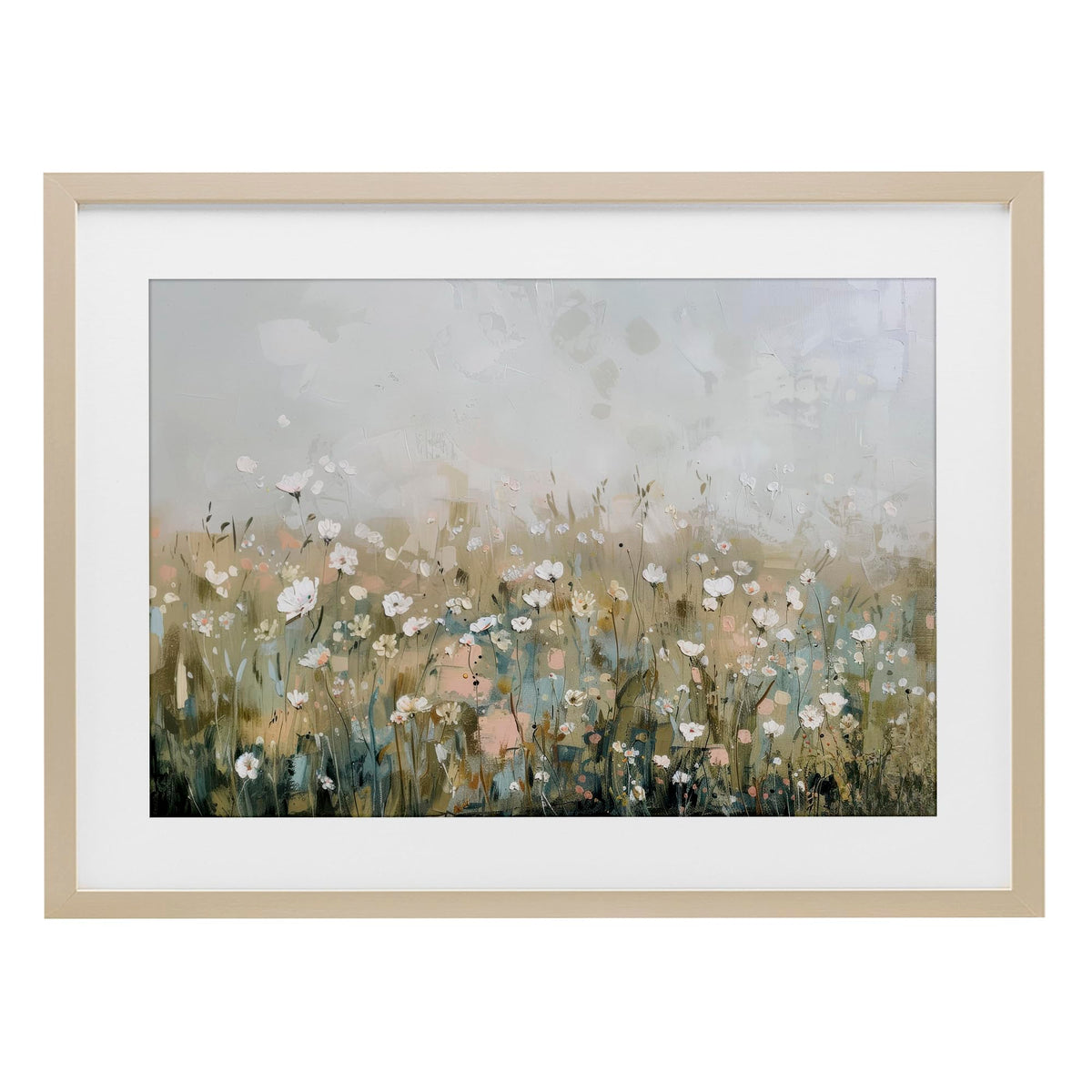 Stupell Industries Pastel Meadow Wildflowers Birch Framed Print Under Glass design by Elara Yasna, 17 x 23