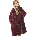 Felicigeely Blanket Hoodie, Oversized Wearable Blanket Sweatshirt For Adults Women Men Warm Cozy Thick Red Hoodie Blanket With P