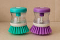 Bigining?Dish/washbasin/Utensils/Cutlery Washing and Cleaning Brush with Liquid soap Holder and Dispenser (Pack of 2)