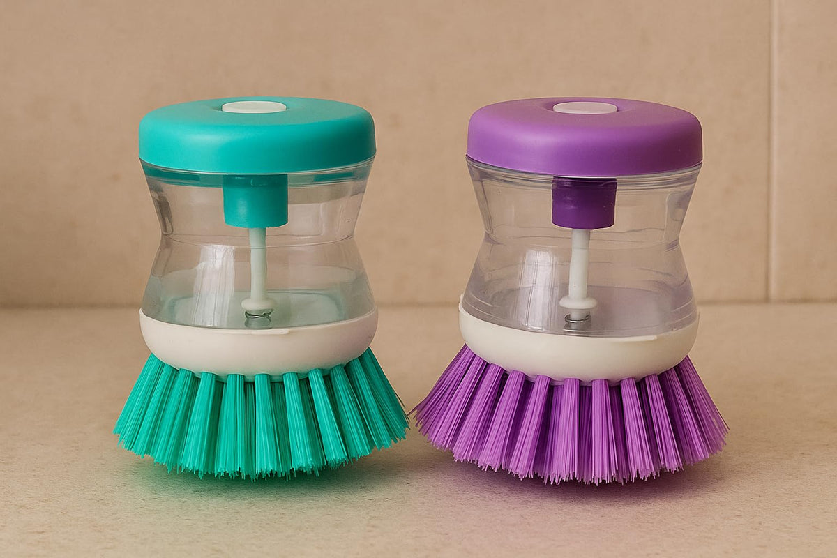 Bigining?Dish/washbasin/Utensils/Cutlery Washing and Cleaning Brush with Liquid soap Holder and Dispenser (Pack of 2)