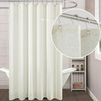 Koufall 90 Inch Shower Curtain Long,Linen Fabric Boho Farmhouse Neutral Extra Long Shower Curtains For Bathroom 90 In Length,Cre