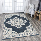 Rizzy Home Alora Decor Cascade 5' X 8' Dk Blue/Natural/Gray/Tan Hand-Tufted Area Rug