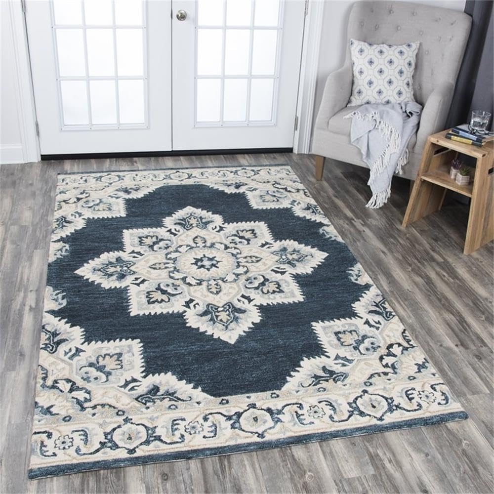 Rizzy Home Alora Decor Cascade 5' X 8' Dk Blue/Natural/Gray/Tan Hand-Tufted Area Rug