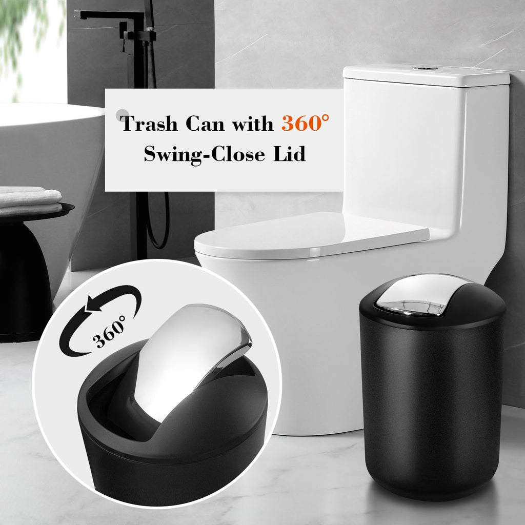 Alpiriral Bathroom Set, 20Pcs Bathroom Shower Curtain Sets With Hooks, Black Bathroom Accessories Set With Trash Can, Bathroom A