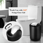 Alpiriral Bathroom Set, 20Pcs Bathroom Shower Curtain Sets With Hooks, Black Bathroom Accessories Set With Trash Can, Bathroom A