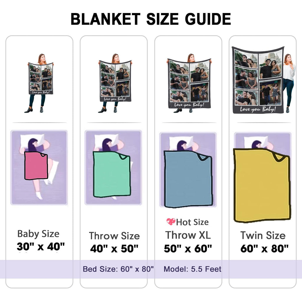 Dayofshe Printed In Usa-Ships Next Day, Customized Photo Blanket Gifts For Women Girlfriend, Personalized Blankets With Picture