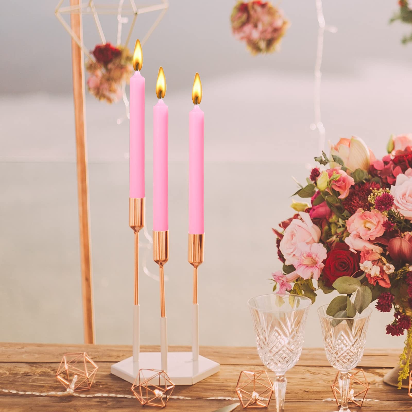 10 Inch Pink Taper Candles-Set Of 4 Tapered Candle, Tall Candlesticks,Home Dinner Candle, Party, Wedding, Halloween, Christmas C