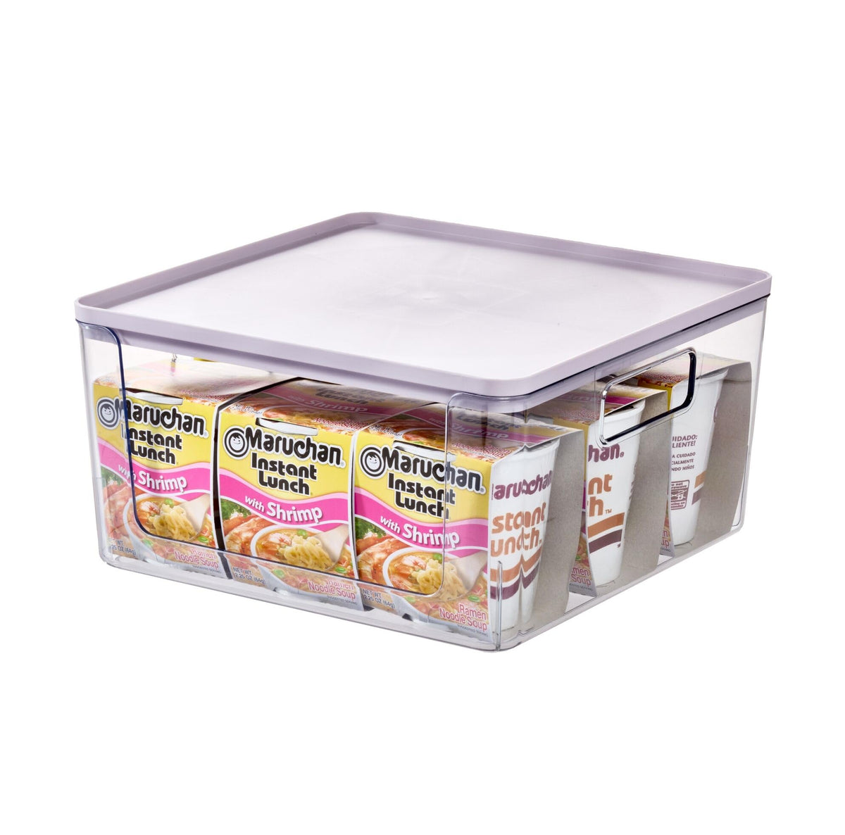 Rosanna Pansino x iDesign Recycled Plastic Open Front Kitchen Storage Bin with Lid, Clear Bin/Lavender Sprinkles Lid, 12 x 12 