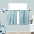 Koufall Light Blue Blackout Curtains For Kitchen Girls Bedroom 2 Panels Set Short Room Darkening Curtains For Small Bathroom Windows 30 Inch Length
