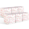 Geelin 6 Pcs Pink Bow Cherry Cube Storage Bins 11 Inch Storage Basket with Handle, Preppy Girls Organizer Basket, Collapsible Fa