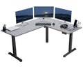 VIVO Electric Height Adjustable 63 x 55 inch Corner Stand Up Desk, Gray Table Top, Black Frame, L-Shaped Standing Workstation, 3