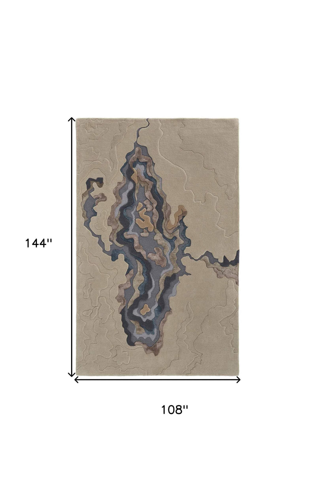 HomeRoots 514866 10 x 14 ft. Tan Brown & Blue Wool Abstract Hand Tufted Handmade Rectangle Area Rug