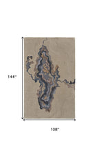 HomeRoots 514866 10 x 14 ft. Tan Brown & Blue Wool Abstract Hand Tufted Handmade Rectangle Area Rug