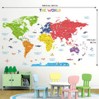 Decowall Dl3-2212 Xlarge World Map Kids Wall Stickers (59X40 Inch) Decals Peel And Stick Removable For Nursery Bedroom Living Ro