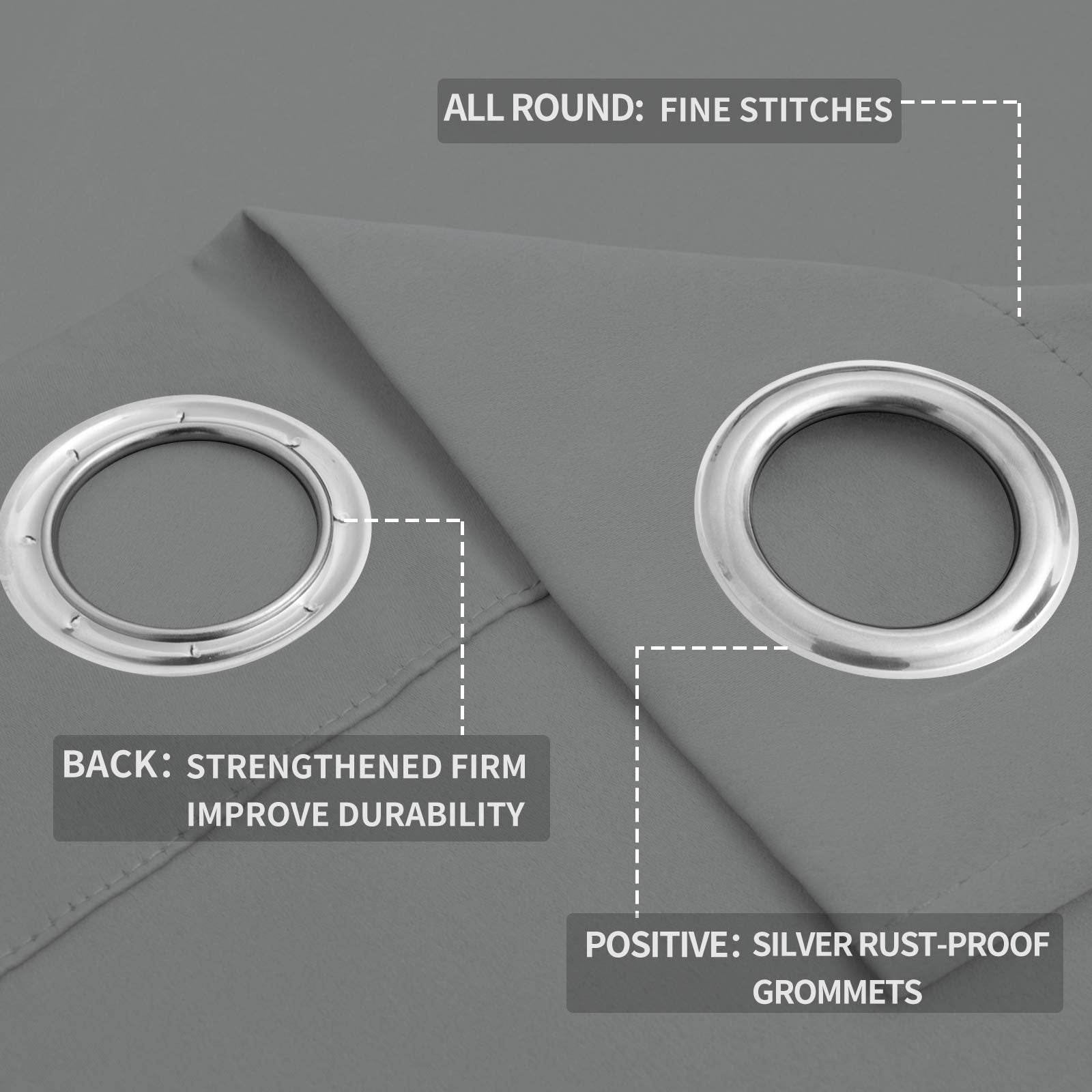 Easy-Going Blackout Curtains For Bedroom, 2 Panels Solid Thermal Insulated Grommet And Noise Reduction Window Drapes, Room Darkening Curtains For Living Room (52X96 In,Light Gray)